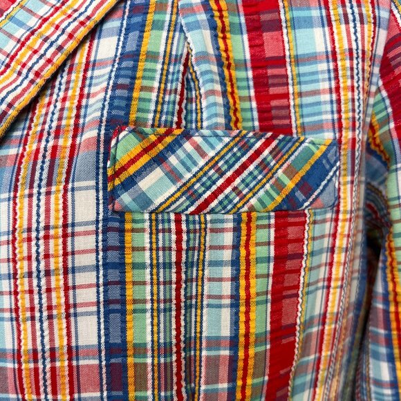 80's Funky Blazer - Lightweight - Striped Plaid - Size Medium - Jacket - Picture 6 of 10